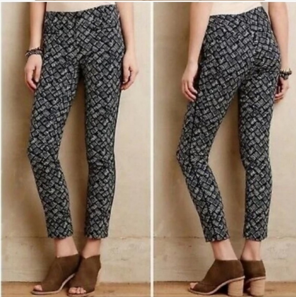 Anthropologie Cartonnier Charlie Ankle Pants Women's 10 Blue Diamond Ret…